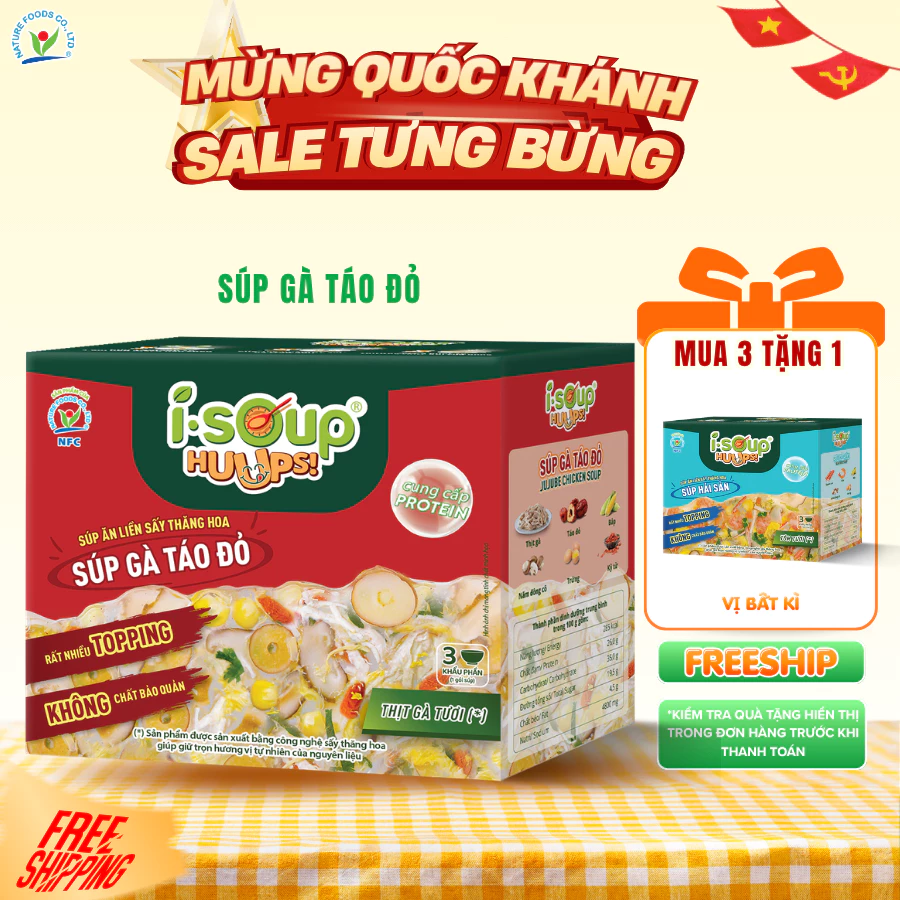 ISOUP HUUPS! – SÚP GÀ TÁO ĐỎ (HỘP 3 VIÊN)