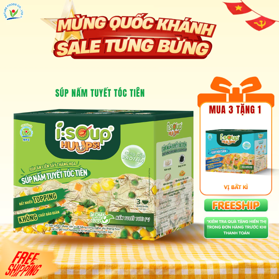 [ĐƠN TỪ 198K TẶNG 1 HỘP] ISOUP HUUPS! – SÚP NẤM TUYẾT TÓC TIÊN (HỘP 3 VIÊN)