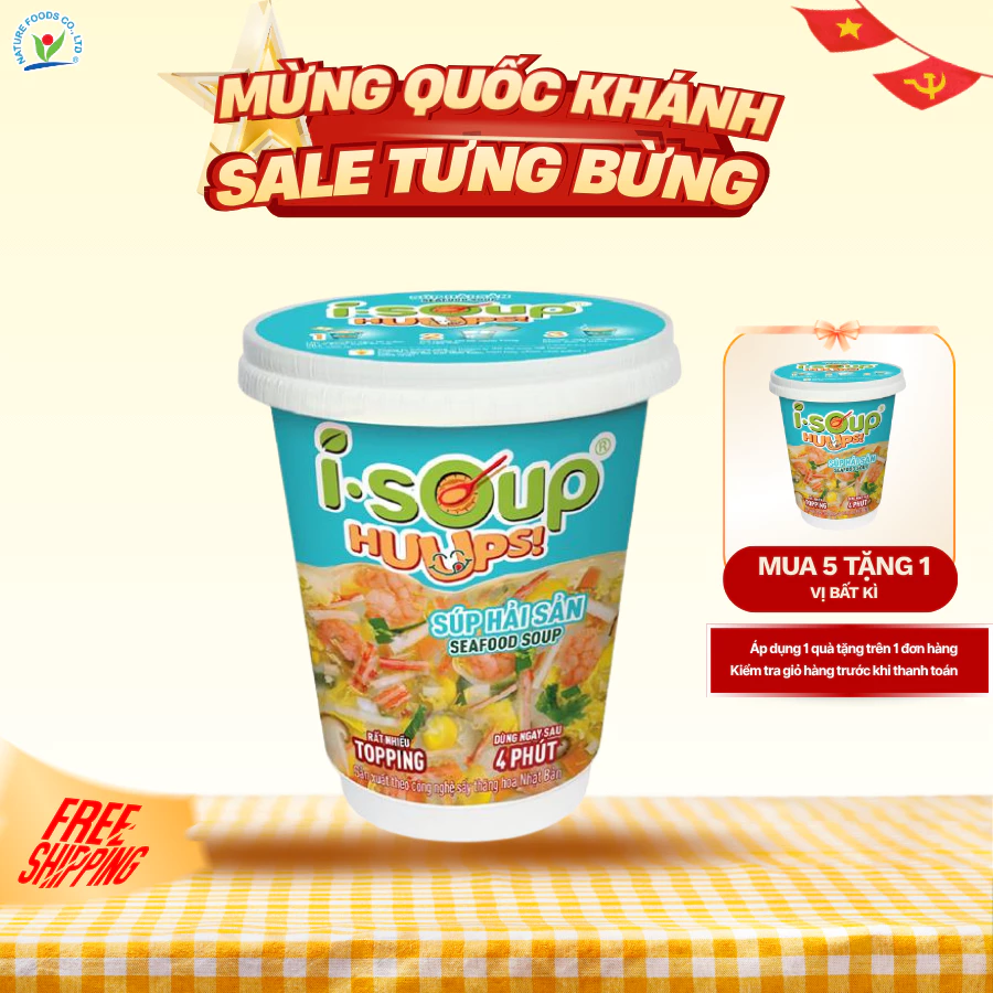 Súp Hải Sản Ăn Liền ISOUP HUUPS! Hũ 14G - Súp Ăn Liền Sấy Thăng Hoa
