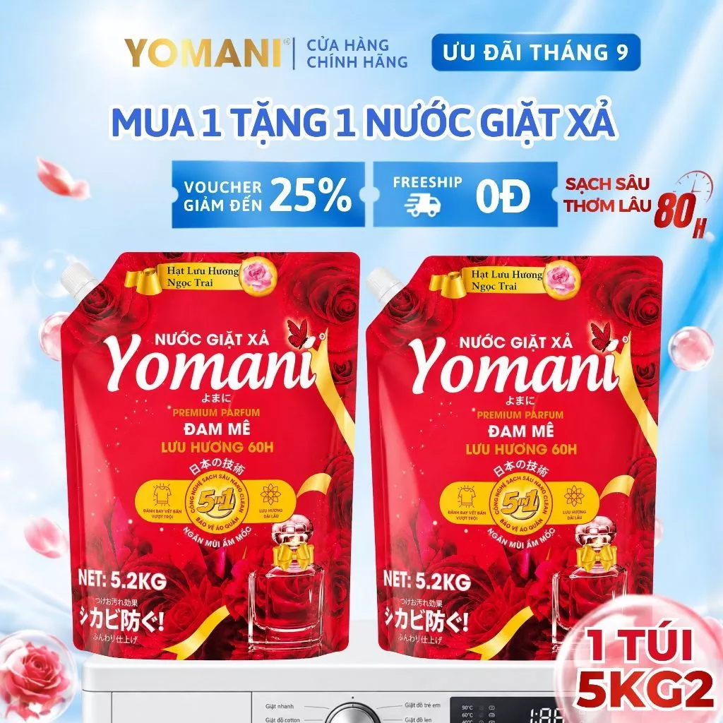 [LIVE] COMBO 2 Nước Giặt YOMANI- Hương Nước Hoa Lưu Hương 80H, An Toàn, Giặt Sạch Sâu Tiết Kiệm