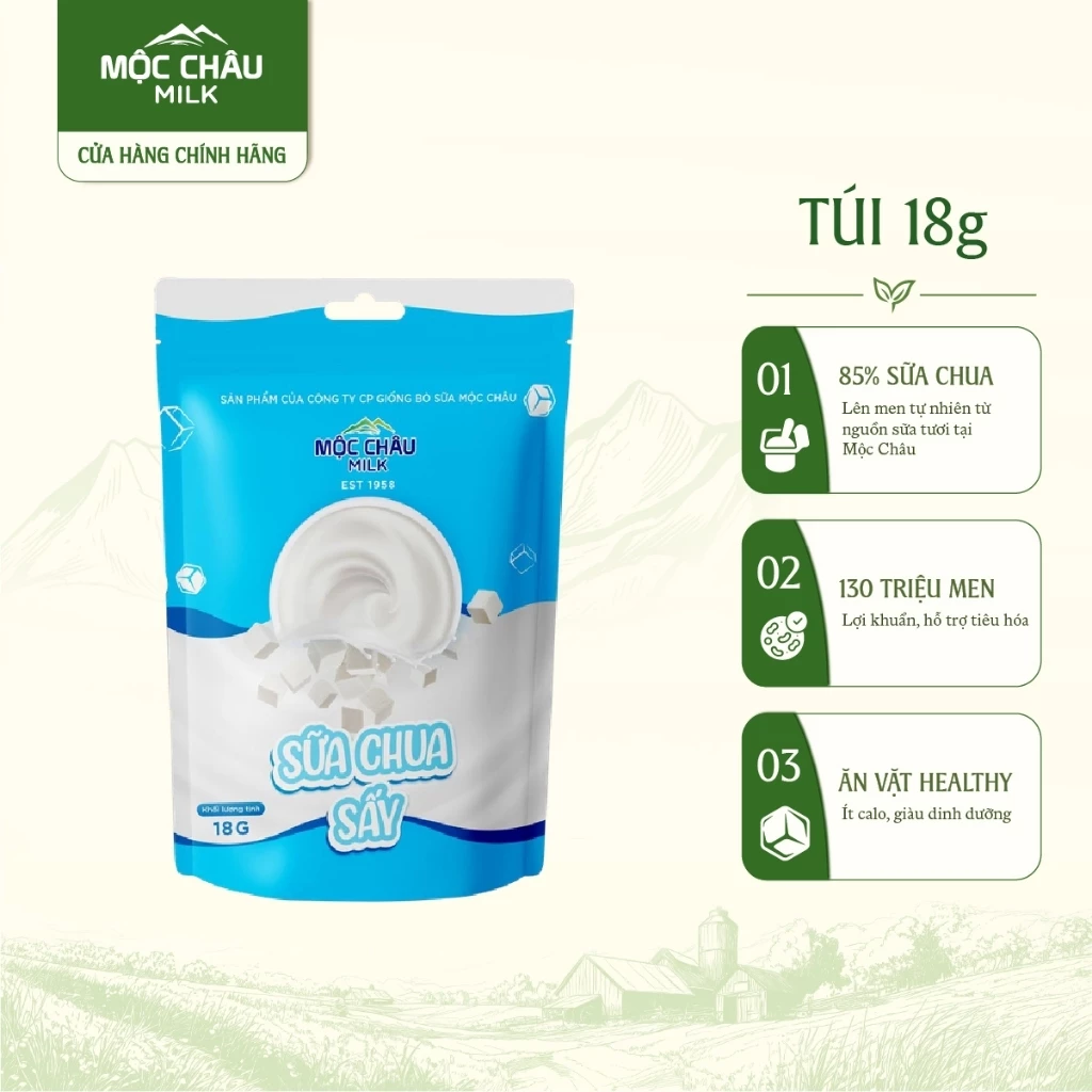 Combo 3 Vị Sữa Chua Sấy Mộc Châu Milk 18g