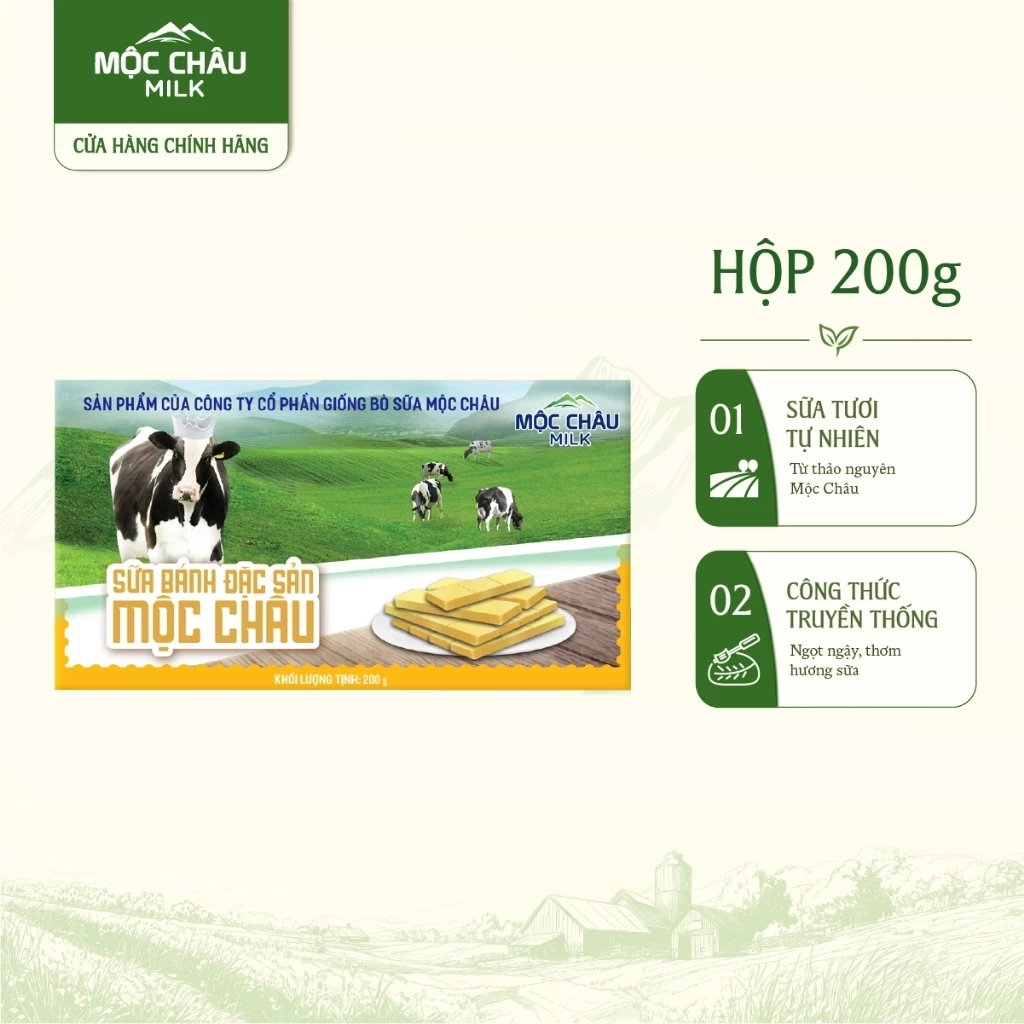 Bánh Sữa Đặc Sản Mộc Châu Milk 200g - Hộp Vàng