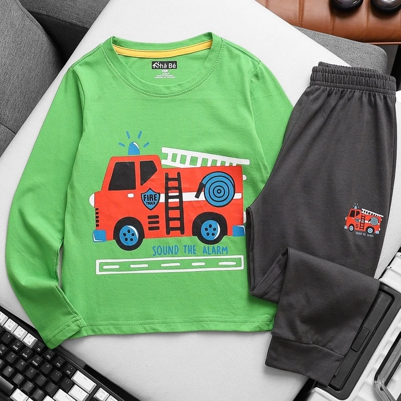 8 đến 38kg  - Bộ dài tay bé trai size đại thu đông mặc ngủ thun cotton mềm mỏng 9T