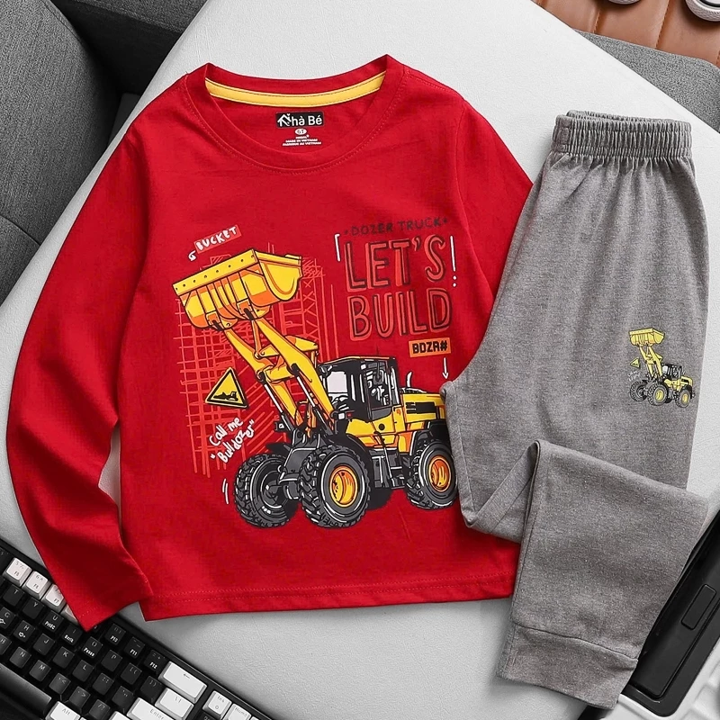 LẺ SIZE 8 đến 38kg Đồ bộ bé trai tay dài size đại thun cotton xuất VNXK 9T