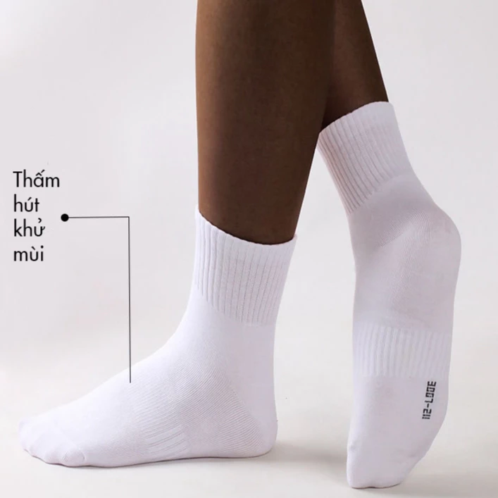 Tất cổ trung nam nữ - Vớ Basic cổ lỡ gân trơn cotton cao cấp mềm mịn thoáng khí unisex