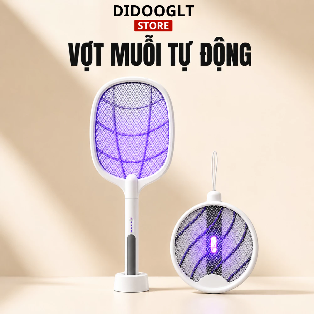Vợt Muỗi Tự Động Didooglt Kèm Đèn Bắt Muỗi Ban Đêm Có 2 Lớp Lưới Bảo Vệ An Toàn