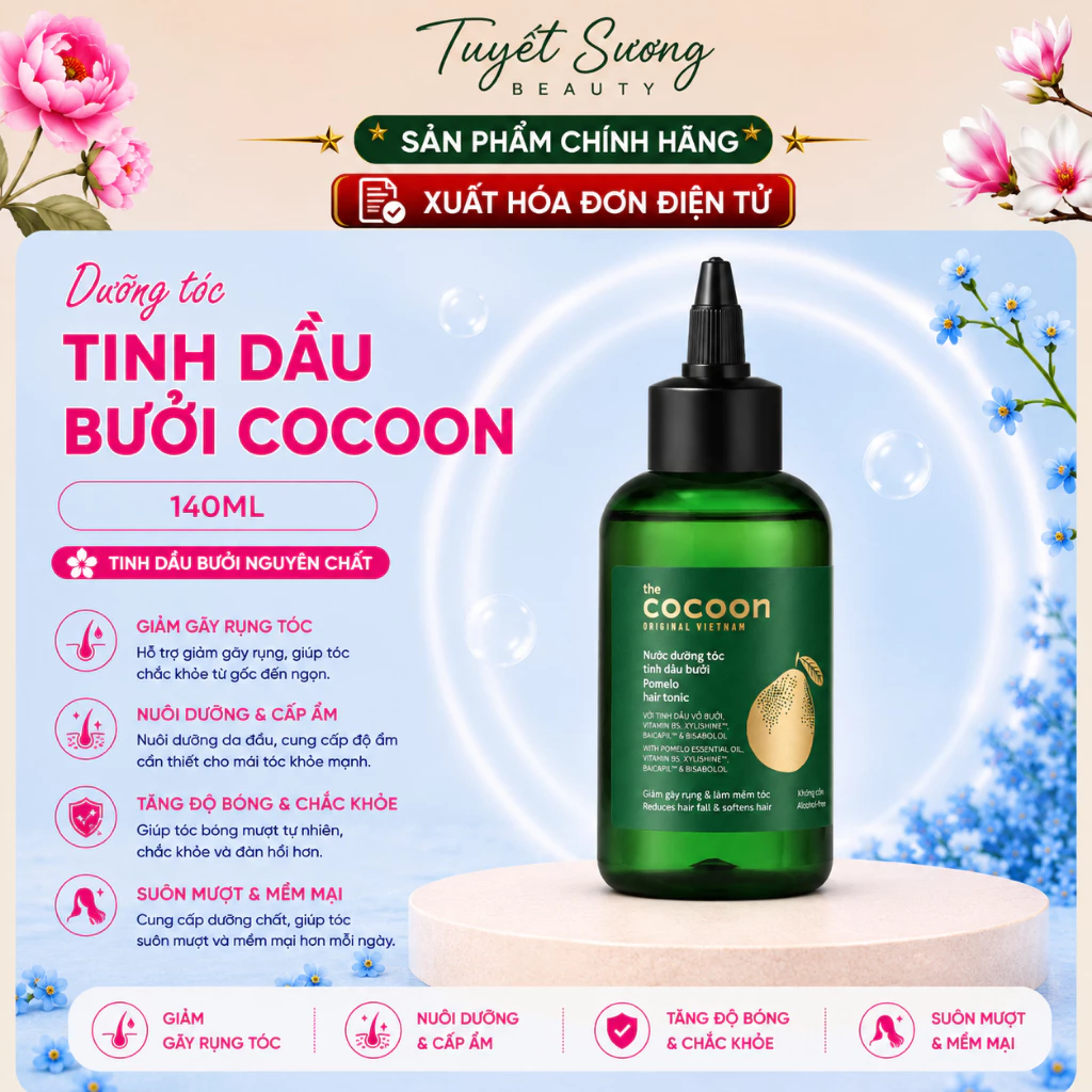 Nước dưỡng tóc tinh dầu bưởi Cocoon ngăn ngừa gãy rụng và hỗ trợ mọc tóc 140ml