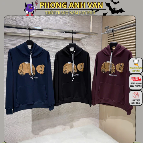 Áo Nỉ Hoodie Nam Preium Chất Nỉ Cao Cấp - Áo Nỉ Hoodie Nam Nữ Thêu Gấu Đính Đinh Siêu Nét