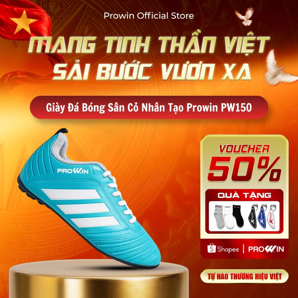 [KOL] Giày đá bóng Prowin PW150 sân cỏ nhân tạo (Size 33 - 45) - Da PU Cao Cấp, Nhẹ Êm, Chống Trơn Trượt