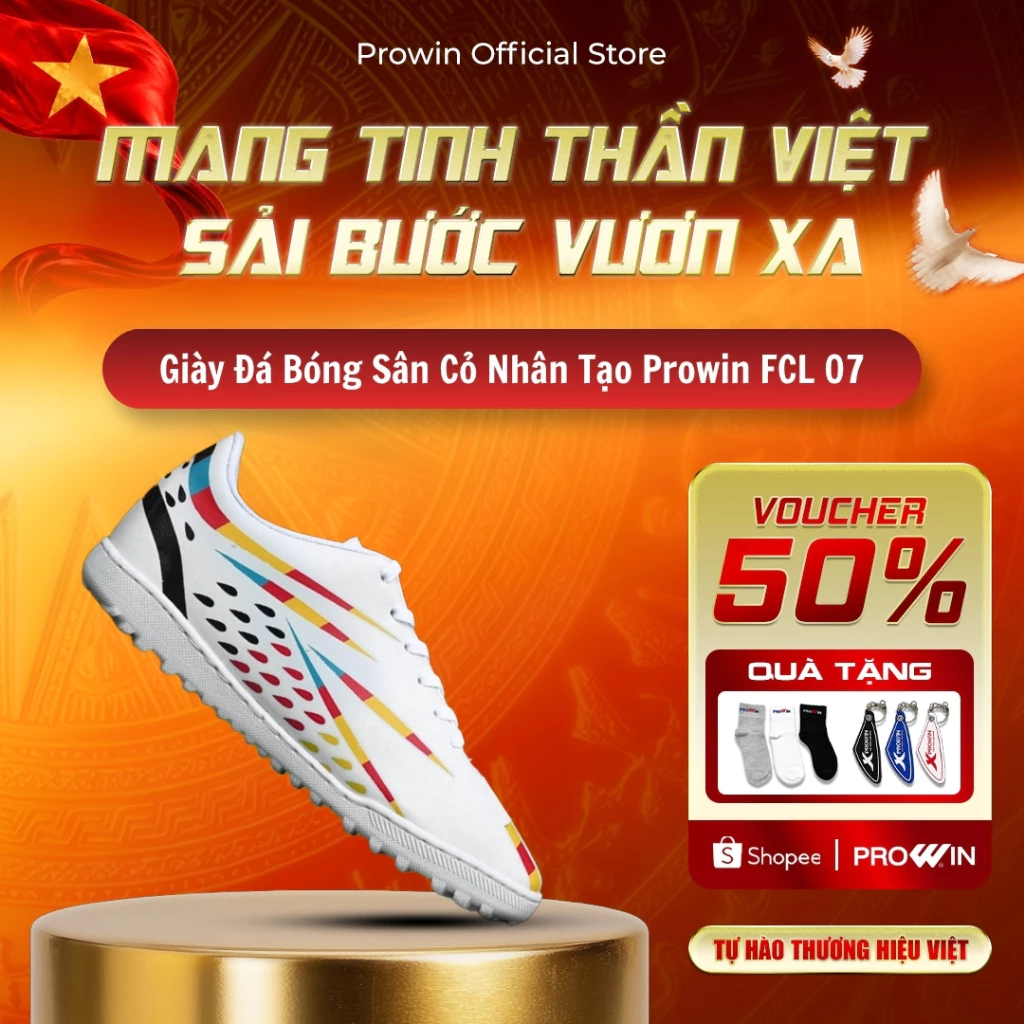 [KOL] Giày đá bóng Prowin FCL  (Size 28 - 37) - PVC Cao Cấp, Bám Sân, Mũi Gia Cố, Thiết Kế Full Chân