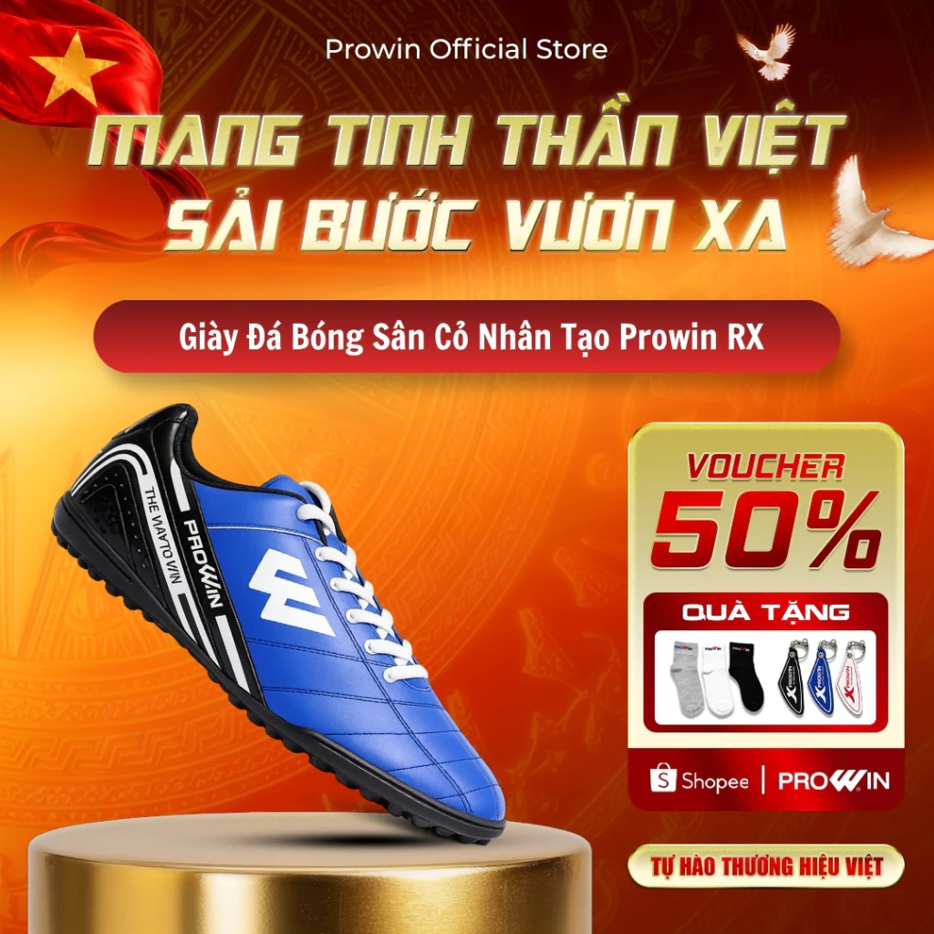 [KOL] Giày đá bóng Prowin RX sân cỏ nhân tạo (Full size 28-45) - Da PVC bền, bám sân, chuẩn form