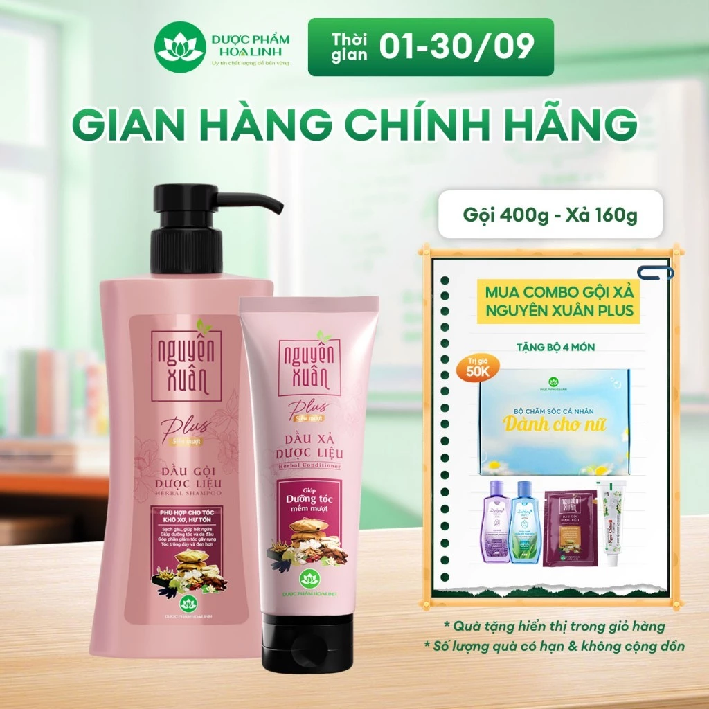 Bộ Dầu gội 365g và Dầu xả 160g Nguyên Xuân Plus Siêu Mượt - Dành cho tóc khô xơ, hư tổn