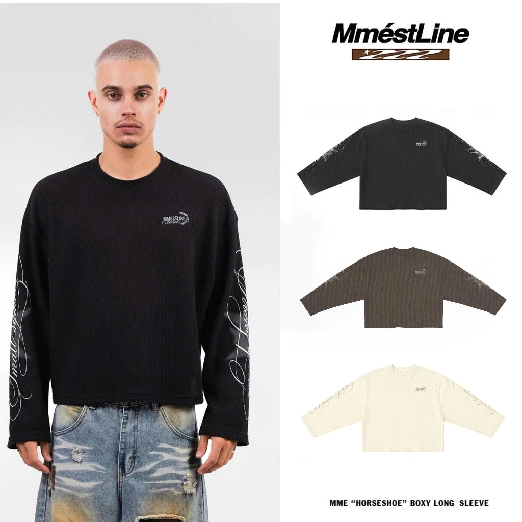Áo Longsleeve MMESTLINE "HORSESHOE" Áo thun tay dài Form Boxy Vải Waffle Cotton