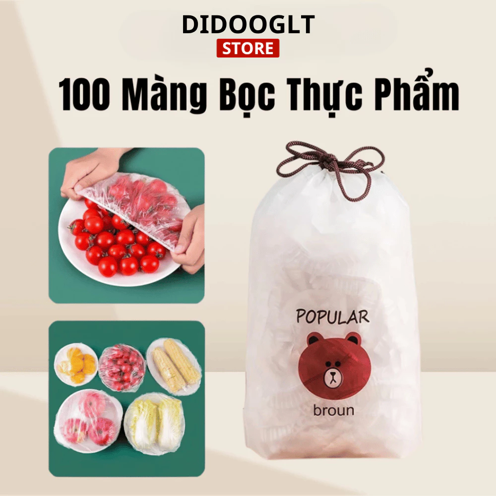 Túi Màng bọc thực phẩm Didooglt Chất liệu PE có chun, Túi gấu bọc đồ ăn thực phẩm có thể tái sử đụng