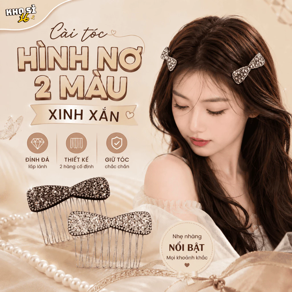Lược Xược Cài Tóc Nữ Đính Đá Trắng Đá Vàng Sang Chảnh Phụ Kiện Búi Tóc Đi Tiệc Thanh Lịch_khosi16