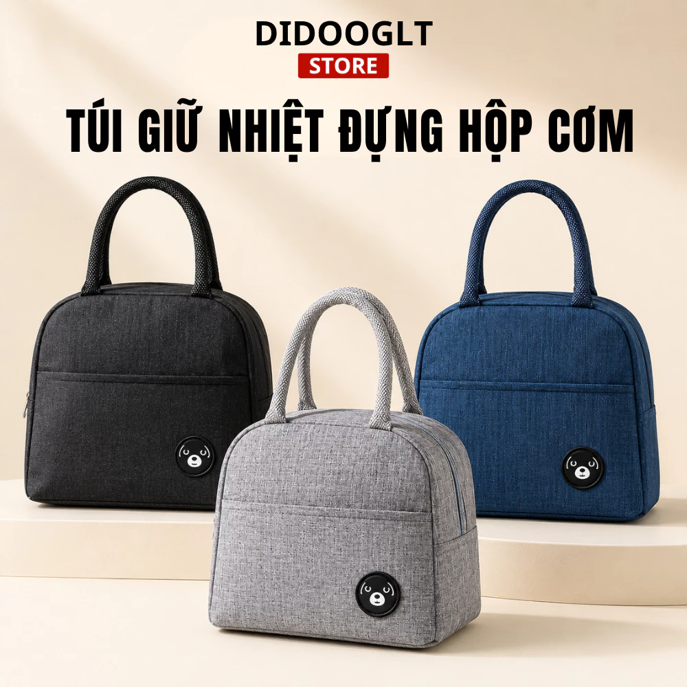 Túi Đựng Hộp Cơm Giữ Nhiệt Văn Phòng 3 Lớp Cao Cấp, Không Thấm Nước, Dễ Vệ Sinh - didooglt