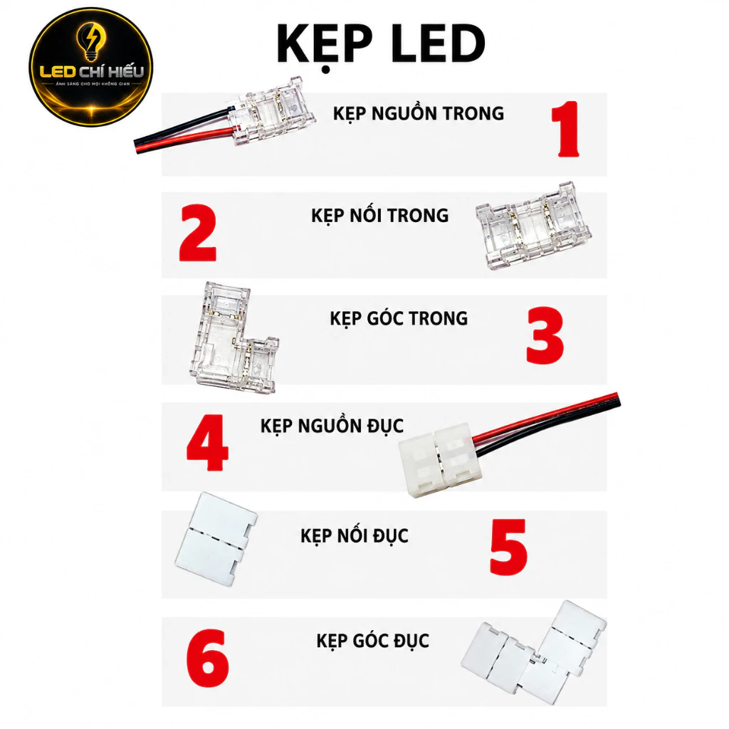 KẸP NỐI DÂY LED – KẸP NGUỒN – KẸP GÓC LED | KẸP LED CHUYÊN DỤNG