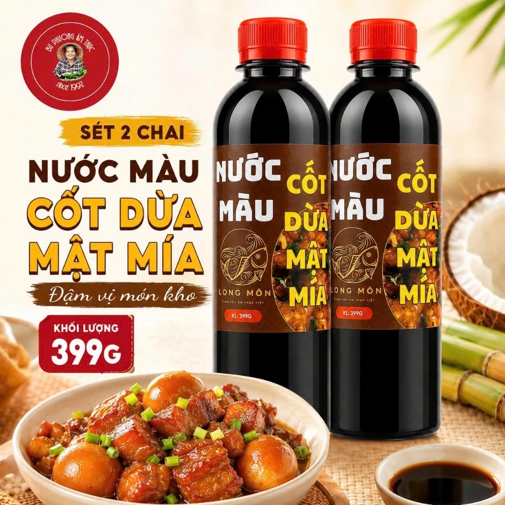 Nước Màu Cốt Dừa Mật Mía 399G - Thương Hiệu Bu Phương Ẩm Thực (Không Chất Bảo Quản)