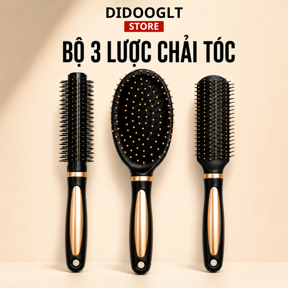 Set 3 Lược Chải Gỡ Rối Tóc Và Chống Tĩnh Điện Cao Cấp - Didooglt