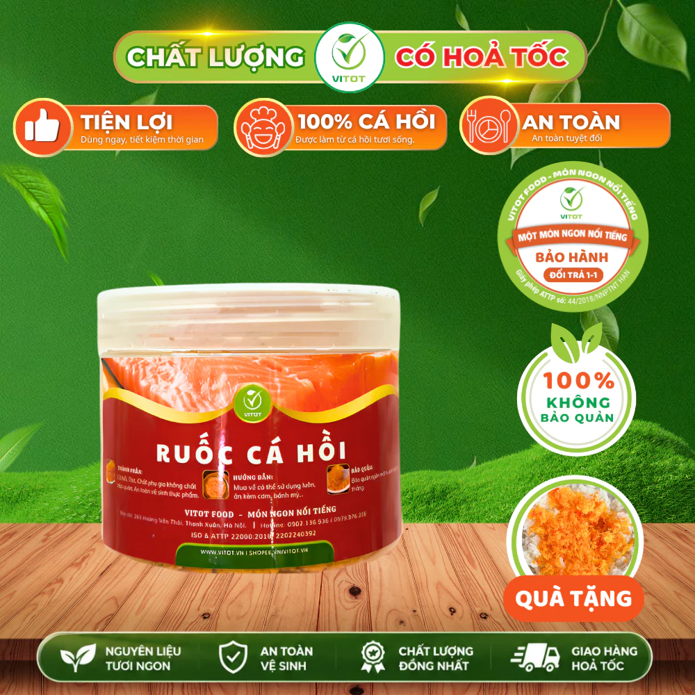 Ruốc Cá Hồi VITOT Giàu Đạm Không Chất Bảo Quản Thơm Ngon, Giàu Dinh Dưỡng