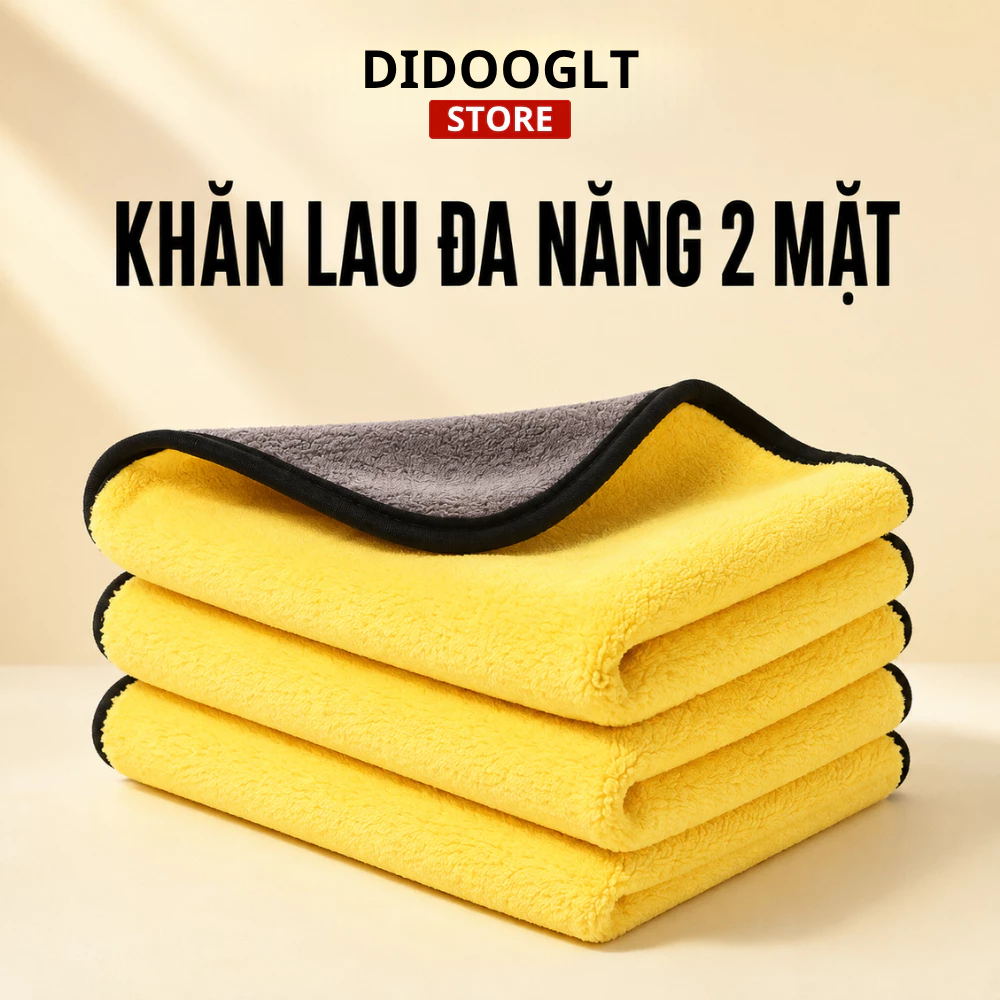 [COMBO 5 ] Khăn Lau Đa Năng DIDOOGLT 2 Lớp Siêu Mềm Mịn, Siêu Thấm Hút, Không Gây Xước Xe - Cao Cấp