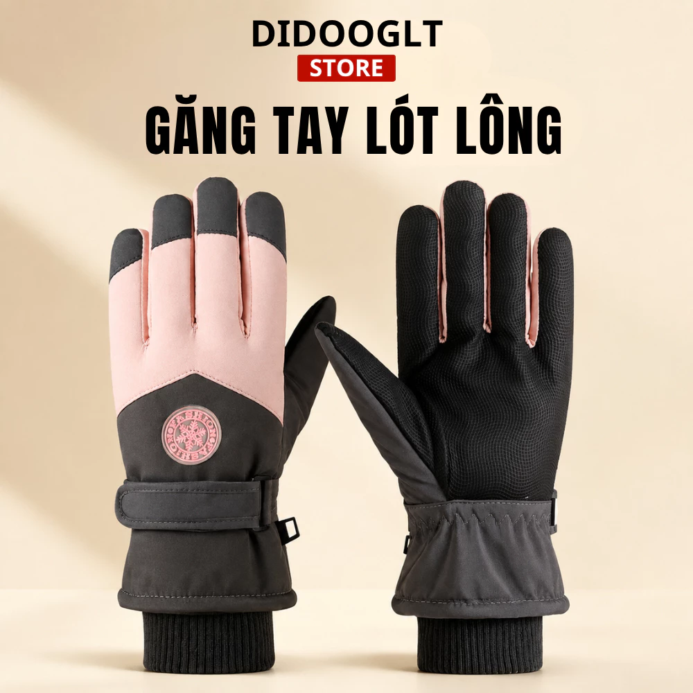 Găng tay lót lông cừu giữ ấm chống gió chống trượt đi xe máy xe đạp cho nam nữ cảm ứng tiện lợi