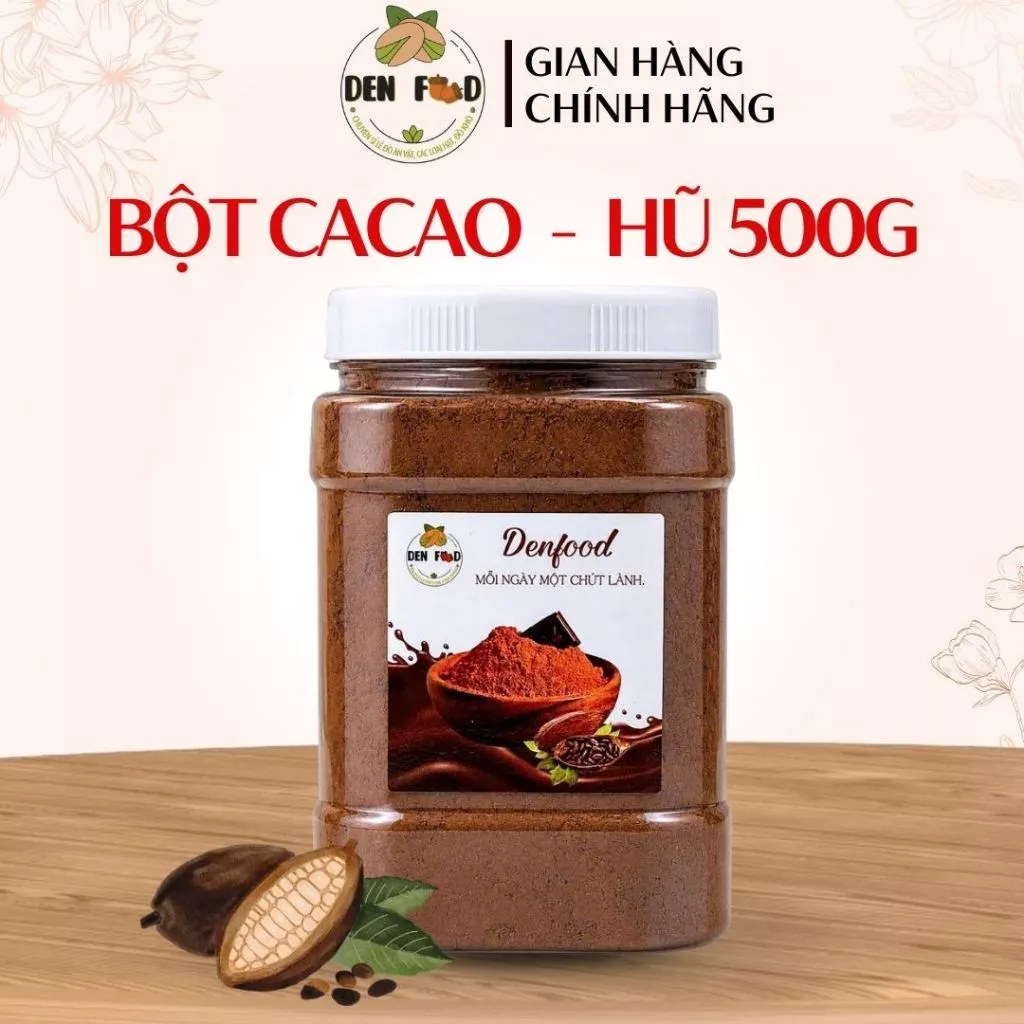 Bột Cacao Nguyên Chất 100% Không Đường – Bột Ca Cao Đậm Đặc Thơm Ngon Dùng Pha Nóng, Pha Lạnh, Làm Bánh – Denfood