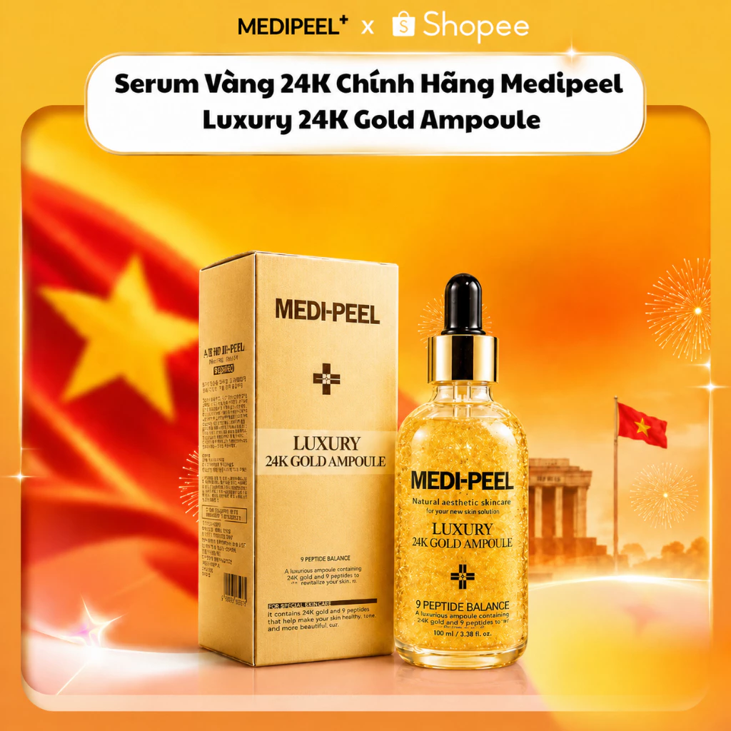 Serum Vàng 24K Medi Peel Luxury Gold Ampoule 100ml - Tinh Chất Dưỡng Ẩm, Tái Tạo & Căng Bóng Da