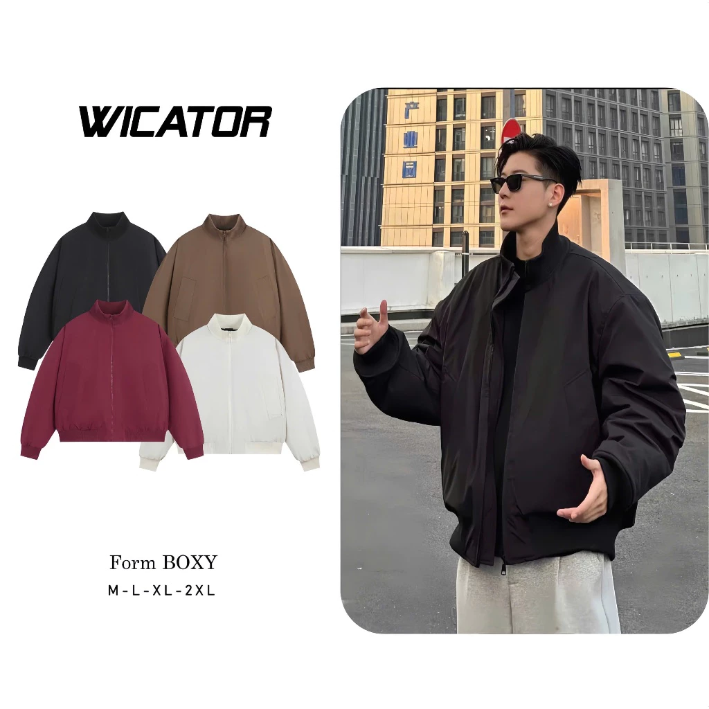 [ Deal Mở Bán ] Áo Khoác Gió Lót Lụa 2 lớp Form BOXY dệt bo cổ Unisex Nam Nữ - Áo khoác gió cổ cao phối bo