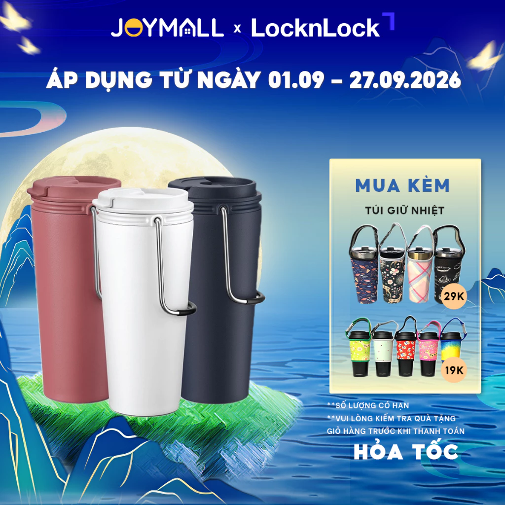 Ly Giữ Nhiệt LocknLock Bucket Tumbler LHC4269 540ml, Hàng Chính Hãng, Có Quai Xách - JoyMall