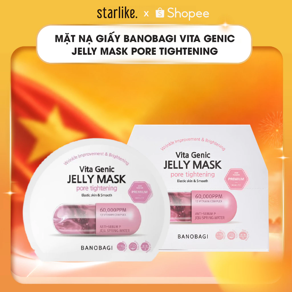 [10 MIẾNG] Mặt Nạ Giấy Banobagi Vita Genic Jelly Mask Pore Tightening Thu Nhỏ Lỗ Chân Lông Làm Sáng Da Hàn Quốc 30ml