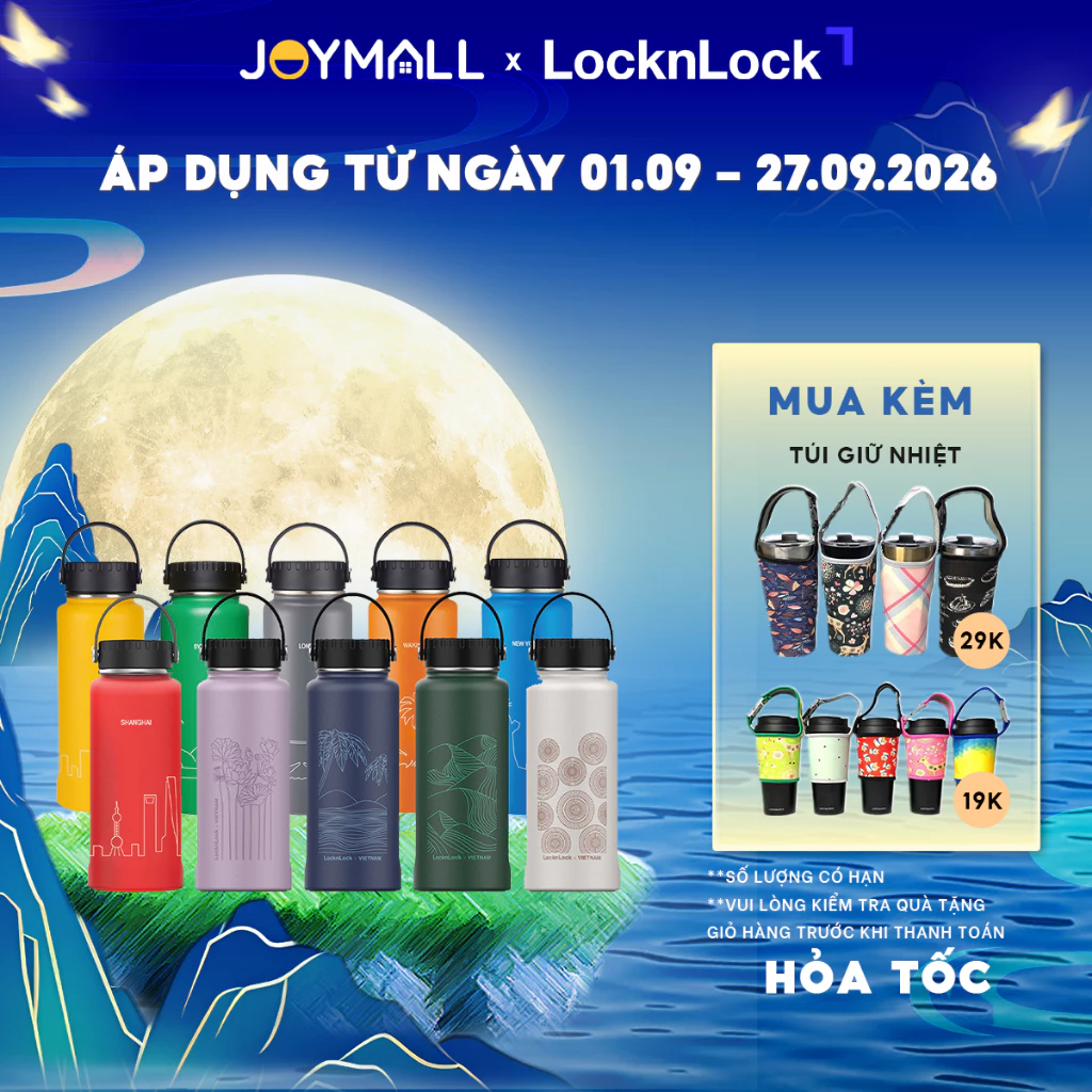 Bình giữ nhiệt LocknLock 897ml Riga Tumbler LHC4160 - Hàng chính hãng, khay lọc trà inox - JoyMall