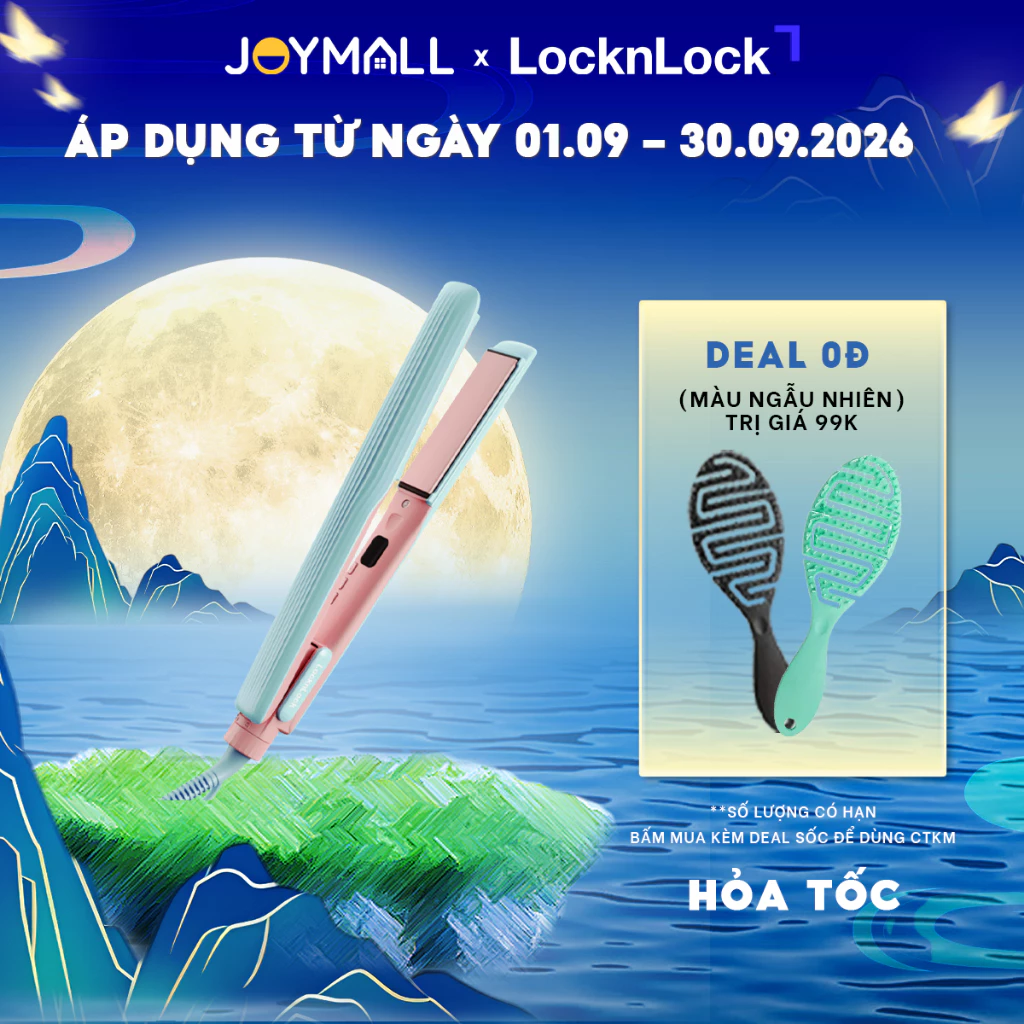 Máy duỗi tóc ion âm 2 in 1 LocknLock ENA222BLU 42W, Hàng chính hãng, là kẹp uốn tóc - JoyMall