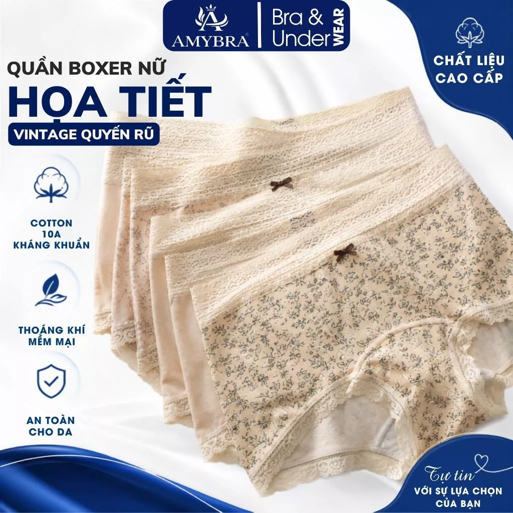 Quần Lót Nữ Hoa Nhí Vintage Morigo, Quần Chip Nữ Cotton Phối Nơ Xinh Xắn Style Tiểu Thư AMYBRA L5272
