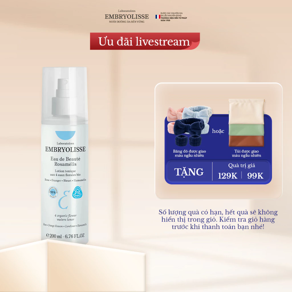 [Livestream X EMB] Xịt Dưỡng Cấp Ẩm Sâu Embryolisse Rosamelis 200ml