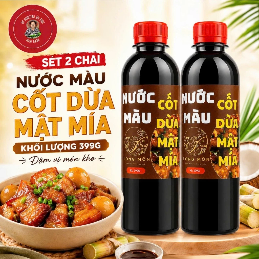 Nước Màu Cốt Dừa Mật Mía - Thương Hiệu Bu Phương Ẩm Thực (Kho Cá, Kho Thịt - Chuẩn Vị Truyền Thống)