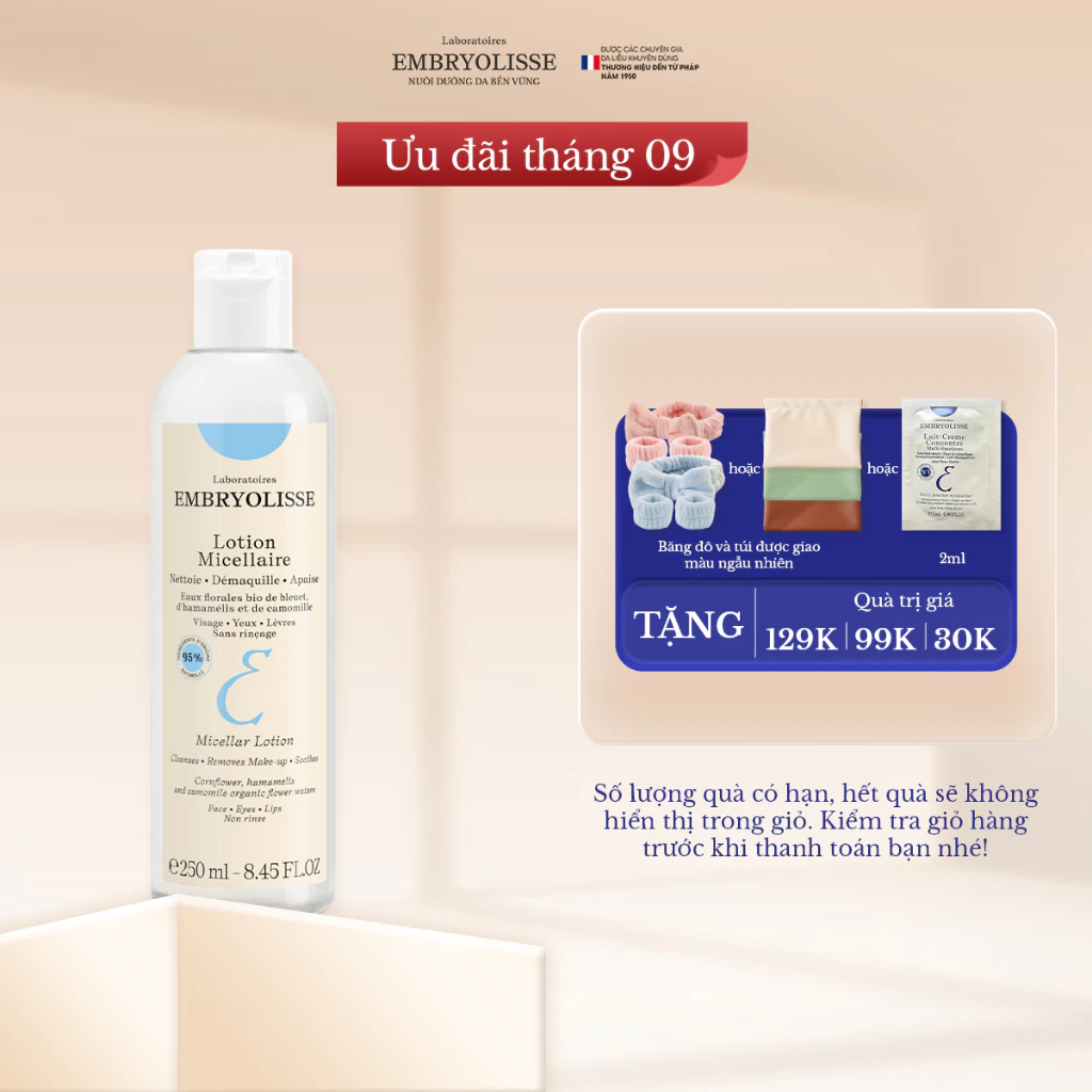 [HB GIFT] Nước Tẩy Trang Cây Phỉ Embryolisse Micellaire Lotion 100ml