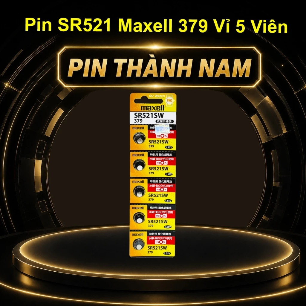 Vỉ 5 Viên Pin Maxell SR521 / SR521SW / 379 Made in Japan Chính Hãng Thay Pin Đồng Hồ Đeo Tay