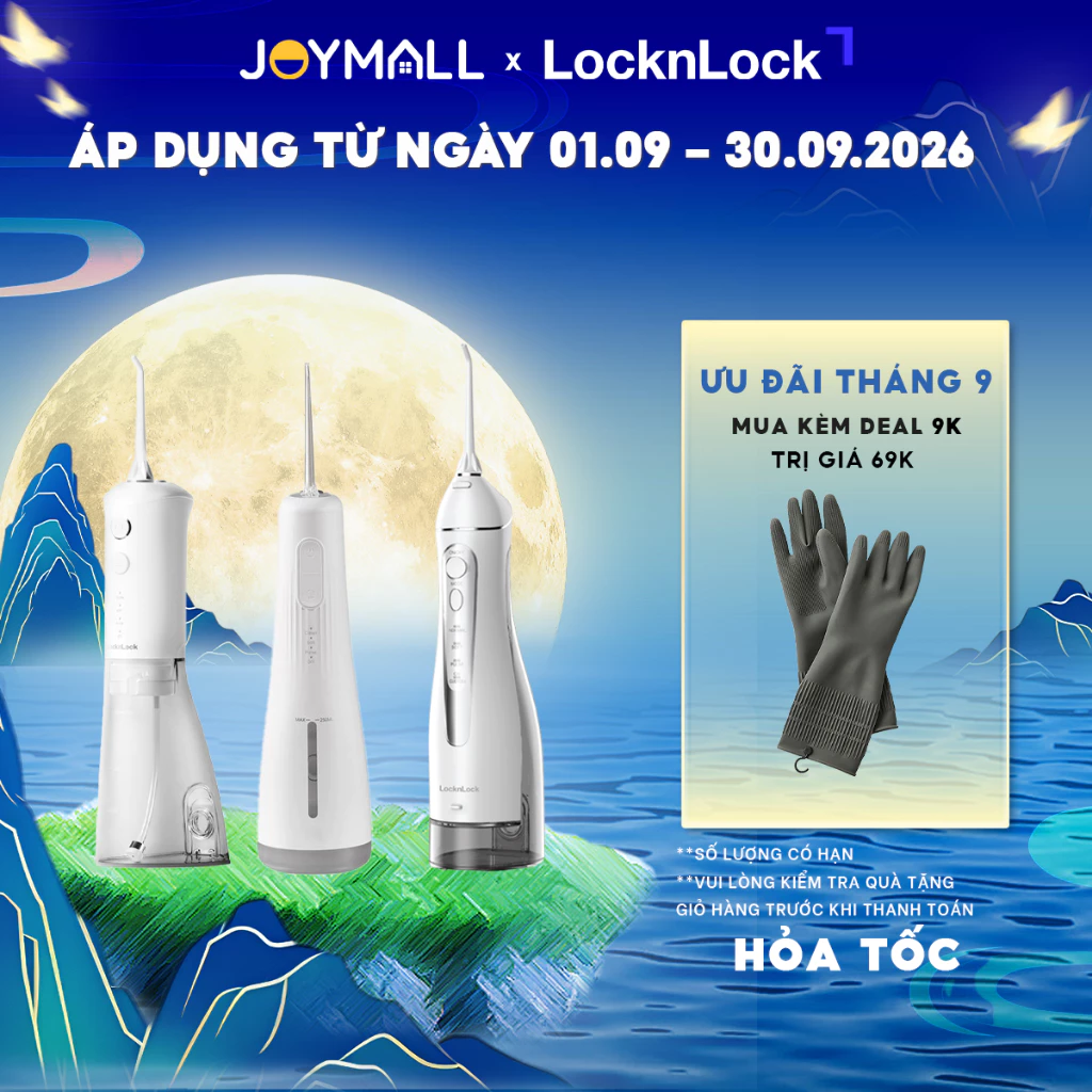 Máy tăm nước không dây LocknLock ENR166GRY ENR154WHT ENR156BLU Kèm Đầu Thay, Hàng chính hãng-JoyMall