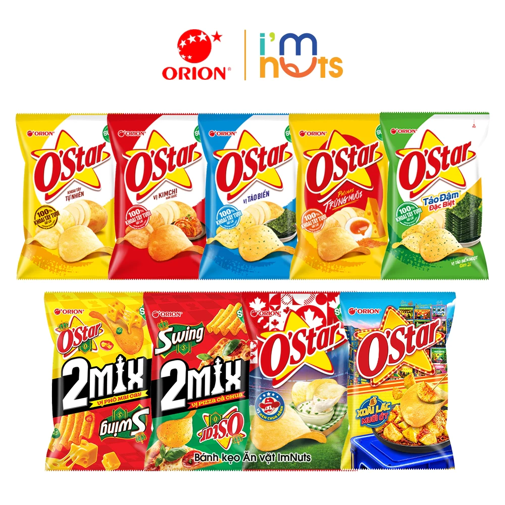 Combo 5 Gói Bánh Snack Khoai Tây Ostar Orion Đủ Vị Gói Nhỏ Và Gói Lớn