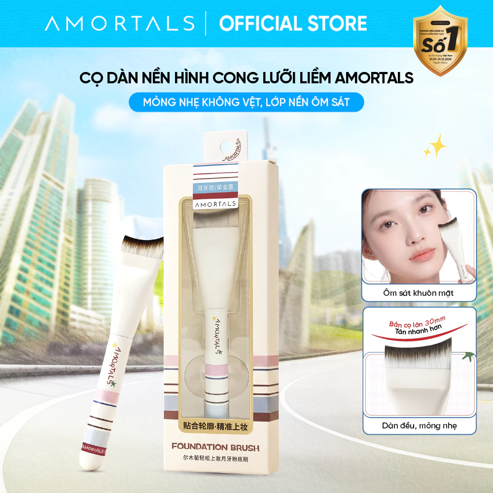 [BD] Cọ Dàn Nền Amortals Hình Lưỡi Liềm - Đầu Cọ Siêu Mỏng 0.1mm, Tán Nền Siêu Mịn, Trong Suốt,Bám Da,Trang điểm cá nhân