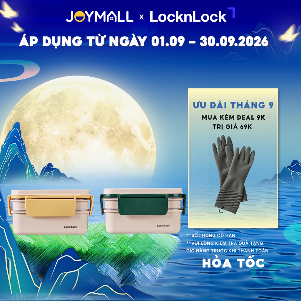 Hộp Cơm Inox 2 Tầng LocknLock LCB500 1.6L, Hàng Chính Hãng, Chia Ngăn, Thép Không Gỉ – JoyMall