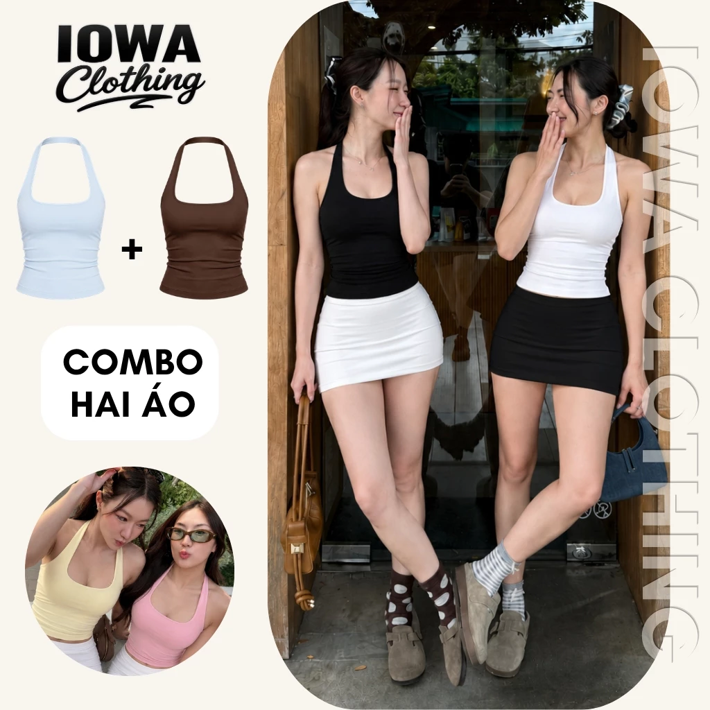 [COMBO 2] Áo Thun Nữ Ôm Body Cổ Yếm Trơn IOWA DD05 - Borip Lụa Xinh Xắn Năng Động