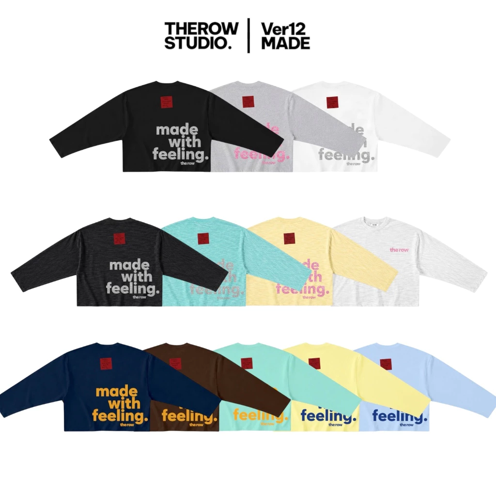[Ver12] THEROW Áo Thun Tay Dài Long Sleeve Boxy 250gsm Form Rộng Cổ Tròn " MADE " Unisex Nam Nữ - TTD12