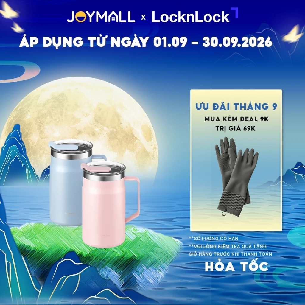 Ly giữ nhiệt LocknLock Metro Table Mug 600ml LHC4282, Hàng chính hãng, nắp xoay, quai cầm - JoyMall