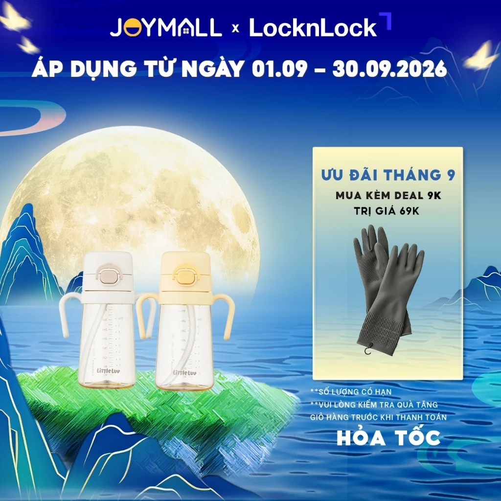 Bình Uống Nước Cho Bé PPSU LocknLock HAP916 400ml, Hàng Chính Hãng, Có Tay Cầm, Ống Hút - JoyMall
