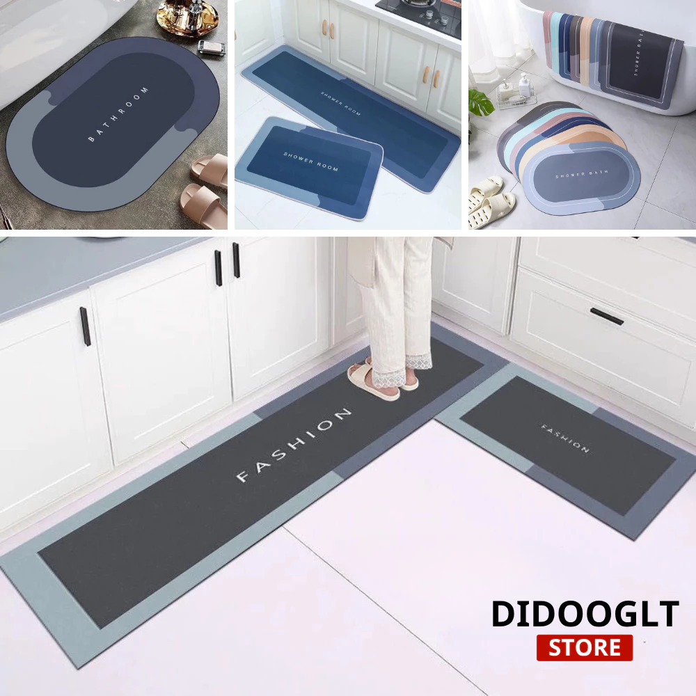 Thảm Lau Chân Silicon Didooglt Bộ Thảm Bếp, Siêu Thấm Nước Đế Cao Su Chống Trơn Trượt