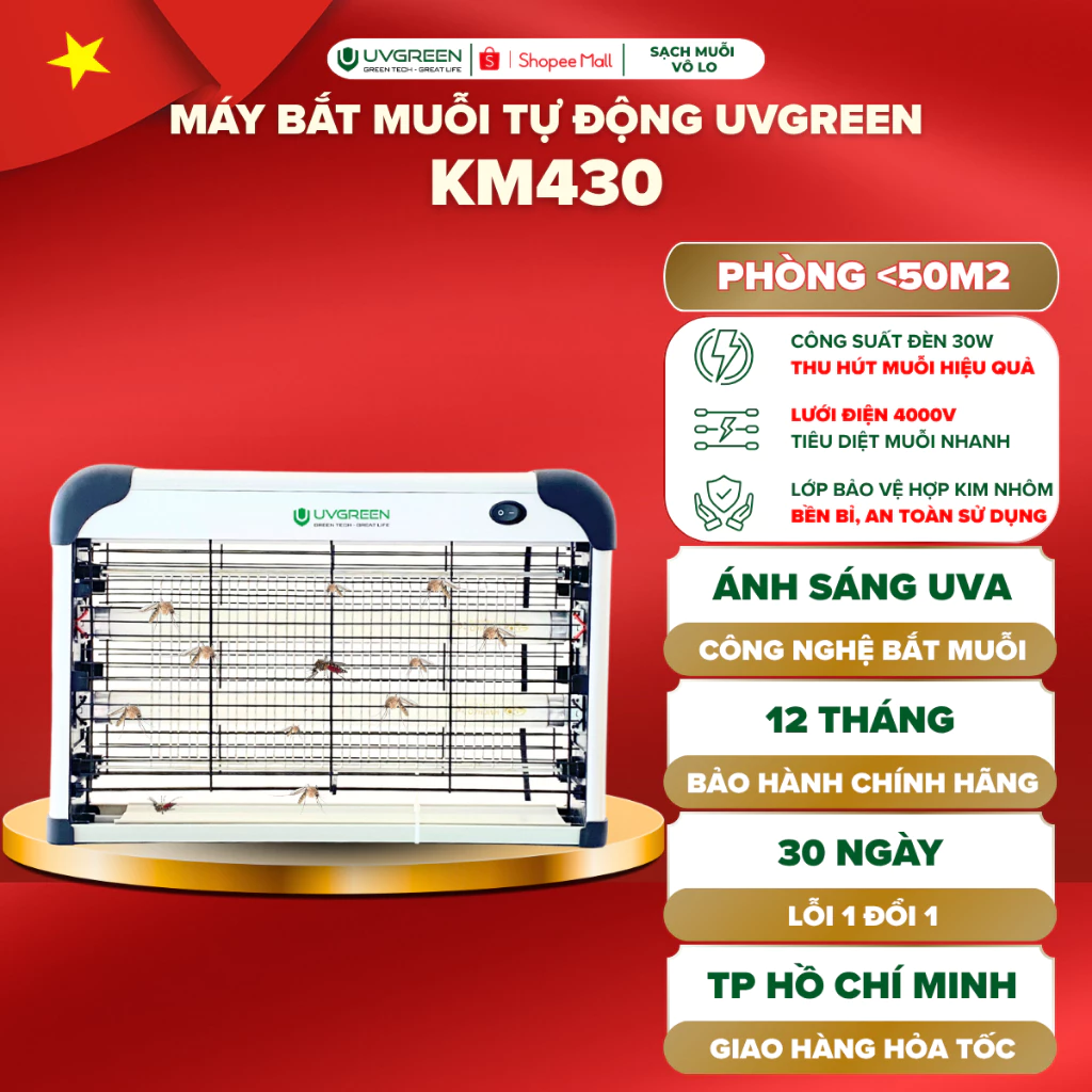 [UVG] Máy Bắt Muỗi, Ruồi Và Côn Trùng Thông Minh UVGREEN KM400 Series, Công Suất 20-40W UVA Hút Muỗi