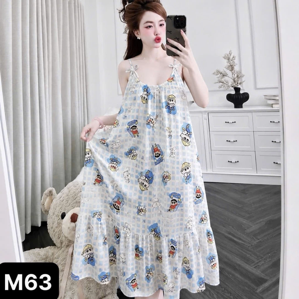 Váy Ngủ Nữ 2 Dây Hoa Nhí Mềm Mát, Thoáng Nhẹ, Dáng Xinh N1