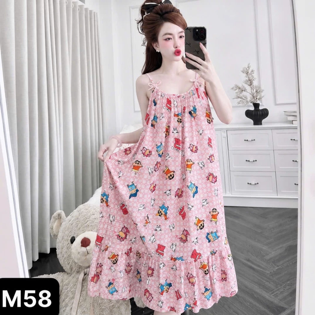 (40- 80kg) N1- Váy Ngủ 2 Dây Nữ Hoa Nhí Mềm Mát